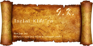 Iszlai Klára névjegykártya