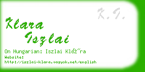 klara iszlai business card